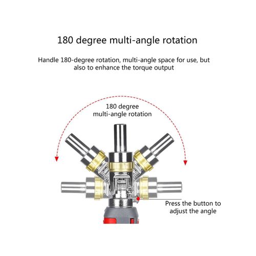 مفك براغي مغناطيسية 12 في 1 برأس قابلة للدوران بزوايا 180 درجة
