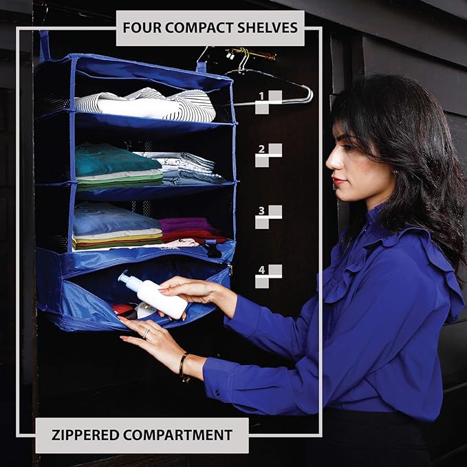 منظم دولاب 4 دور لترتيب الملابس مزود ب2 هوك لسهولة التعليق