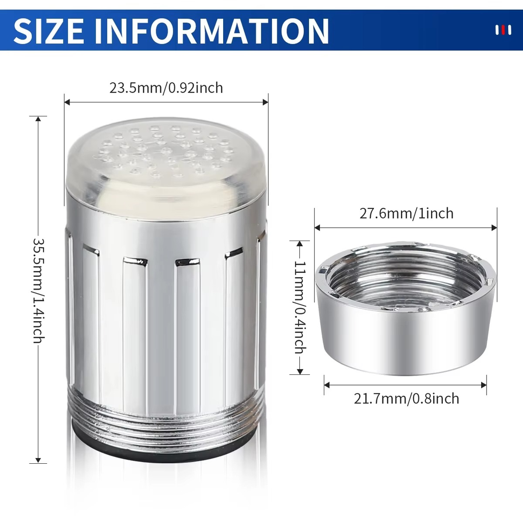 وصلة حنفية ليد ب 3 الوان مختلفة متغيرة علي حسب درجة حرارة المياة