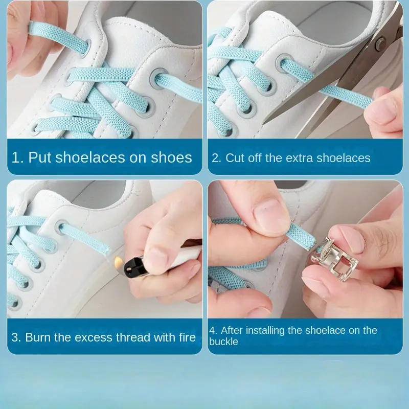 رباط حذاء مرن بقفل لضمان عدم الفك للاحذية الرسمية والرياضية بالوان مختلفة للكبار والاطفال