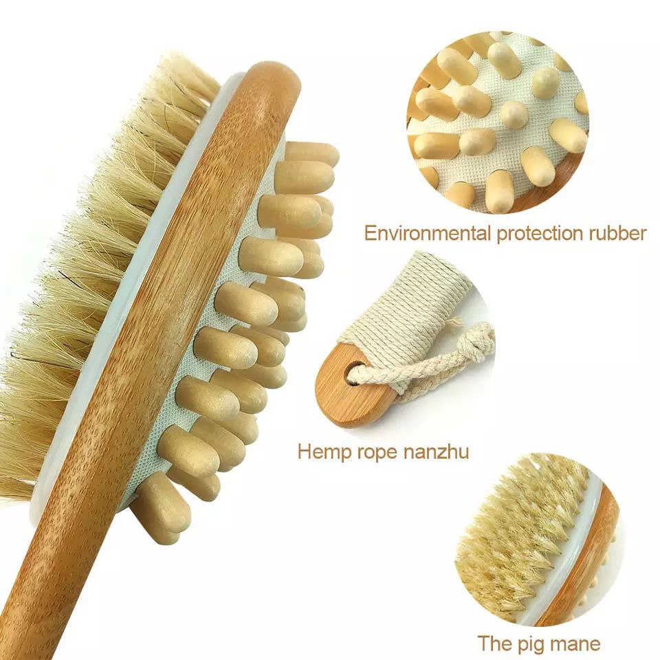 فرشاة أستحمام وتدليك خشبية بيد طويلة لسهولة الوصول للأماكن الصعبة كالظهر