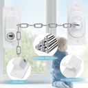 قفل أمان بسلسة معدن قابلة للتعديل  ومفتاح لغلق النوافذ والابواب