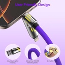 كابل شحن 4 * 1 متعدد النوافذ مزود بإضاءة أر جي بي_  بقدرة 240 واط