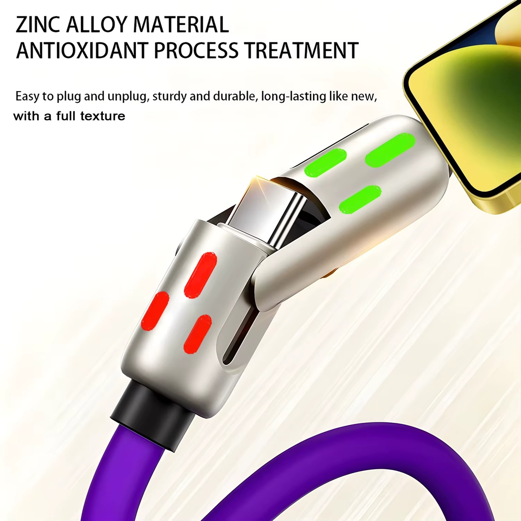 كابل شحن 4 * 1 متعدد النوافذ مزود بإضاءة أر جي بي_  بقدرة 240 واط