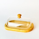 علبة زبدة خشب بغطاء اكليريك لحفظ وتقديم الزبدة علي السفرة