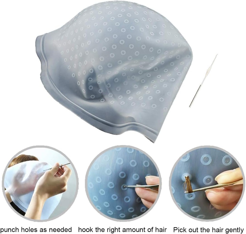 بونيه صبغة سيليكون مثقوب بفتحات لتوزيع اللون بدقة مع ابره للسحب