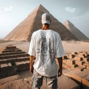 t تيشيرت اوفر سايز قطن باللون الابيض للرجال