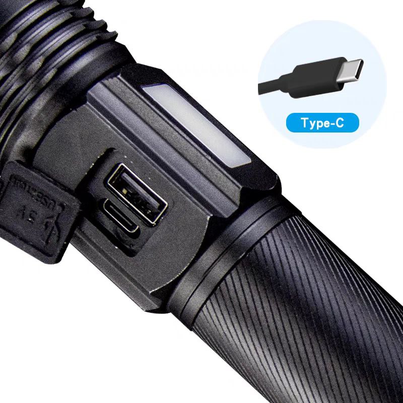 كشاف ليزر أبيض ديجيتال بخاصية الزووم وإضاءة طوارئ – بطارية ليثيوم