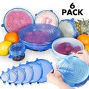 طقم اغطية لحفظ الطعام طازج استرتش مرن محكمة الغلق قابلة للتمدد وإعادة الاستخدام ٦ قطع سيليكون