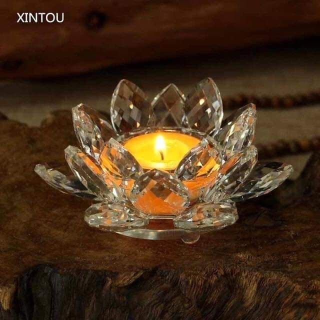 شمعدان زهرة اللوتس الزجاجي لديكور البيت وإضافة أجواء رومانسية هادئة