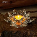 شمعدان زهرة اللوتس الزجاجي لديكور البيت وإضافة أجواء رومانسية هادئة