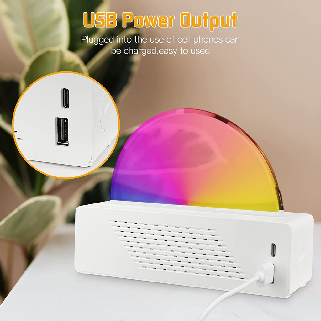 ساعة ومنبه ديجيتال بتصميم شروق الشمس ب 7 الوان ار جي بي