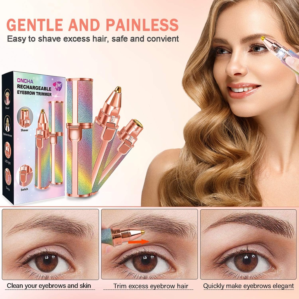 قلم ازالة شعر الوجة (فلاولس) بدون الم 2*1 بتصميم لامع - قابلة للشحن