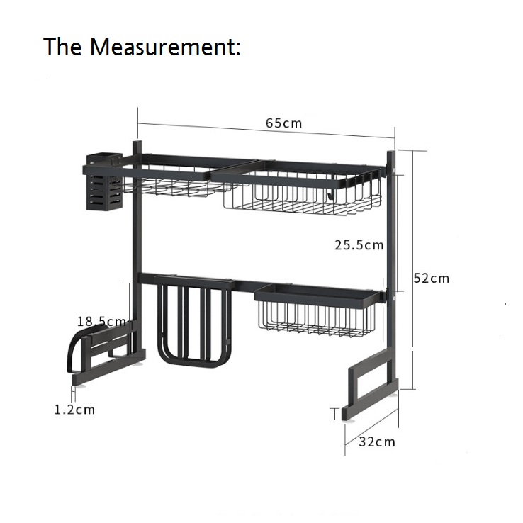 مطبقية معدن غير قابلة للصدأ لتنظيم وتجفيف الأطباق والأواني فوق الحوض