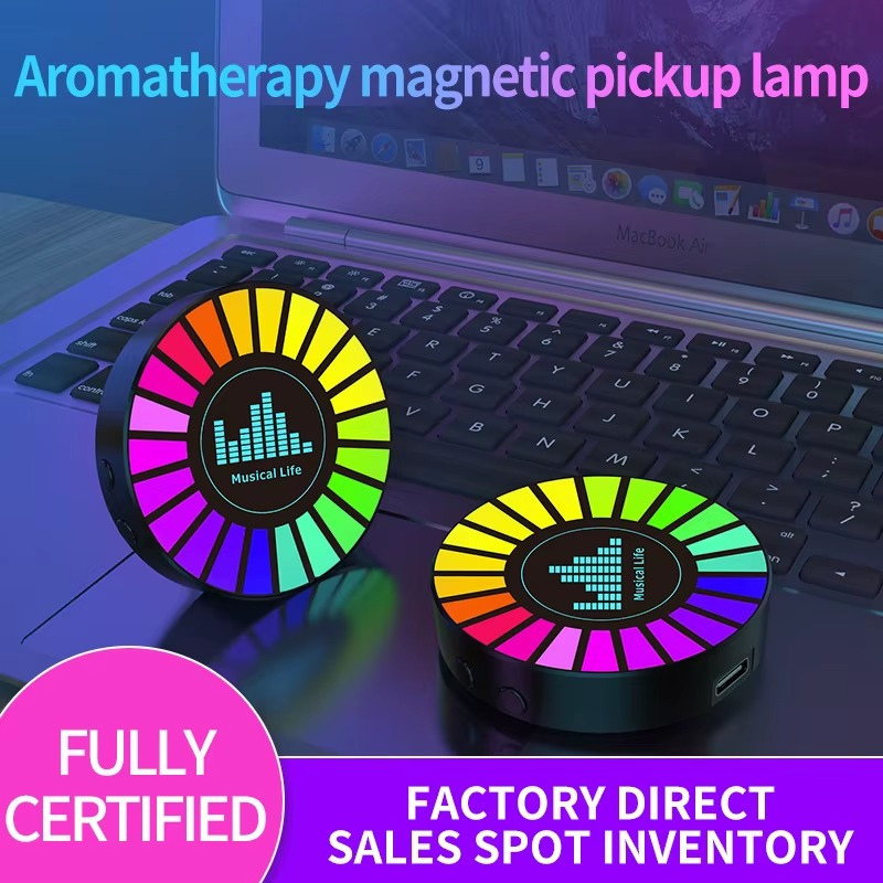 إضاءة ار جي بي بايقاع صوتي مع فواحة_  قابلة لإعادة الشحن بيو اس بي