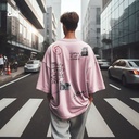 Lost Thoughts تيشيرت اوفر سايز قطن باللون البينك للرجال