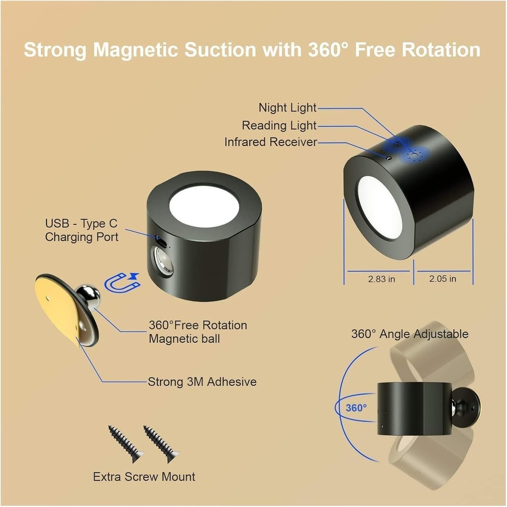 مصباح حائط سبوت مزدوج دابل فيس ب 3 درجات اضاءة