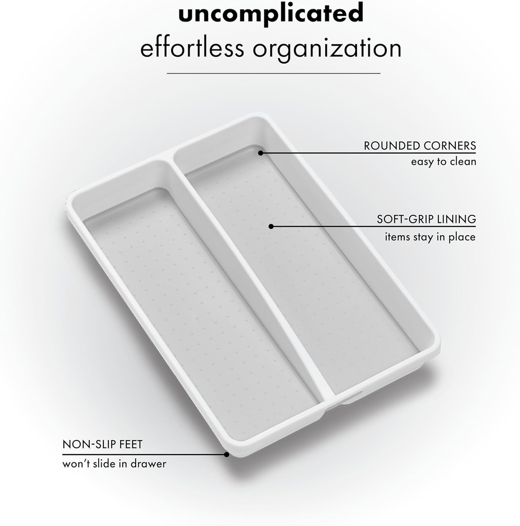 منظم لدرج المطبخ مقسم 2 خانة سيليكون من الداخل لتنظيم المعالق والشوك
