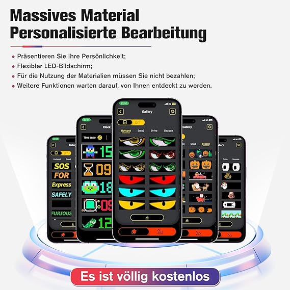 شاشة ليد مرنة قابلة للبرمجة بالموبايل بالوان ار جي بي لنوافذ السيارة مع ريموت تحكم عن بعد