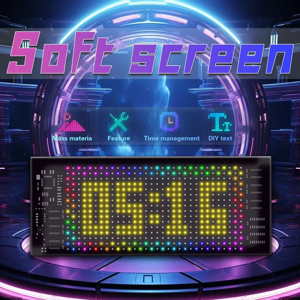 شاشة ليد مرنة قابلة للبرمجة بالموبايل بالوان ار جي بي لنوافذ السيارة مع ريموت تحكم عن بعد