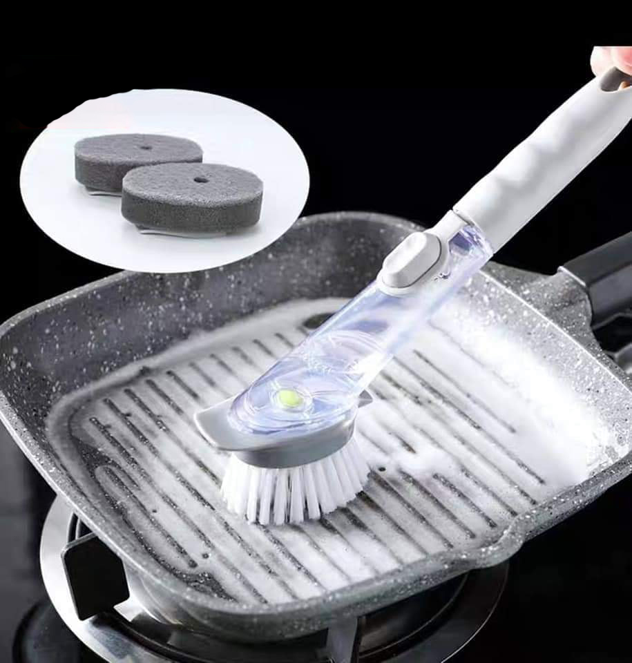 فرشة بخزان صابون وليفة مواعين لتسهيل عملية غسيل الأطباق