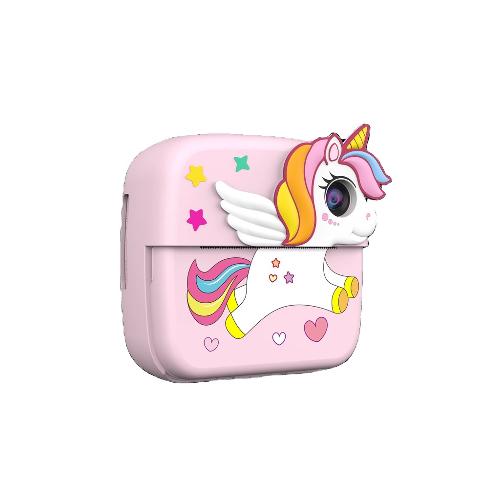 كاميرا تصوير فيديو وطباعه فورية بتصميم يونيكورن بشاشة اتش دى مع موسيقى و  العاب
