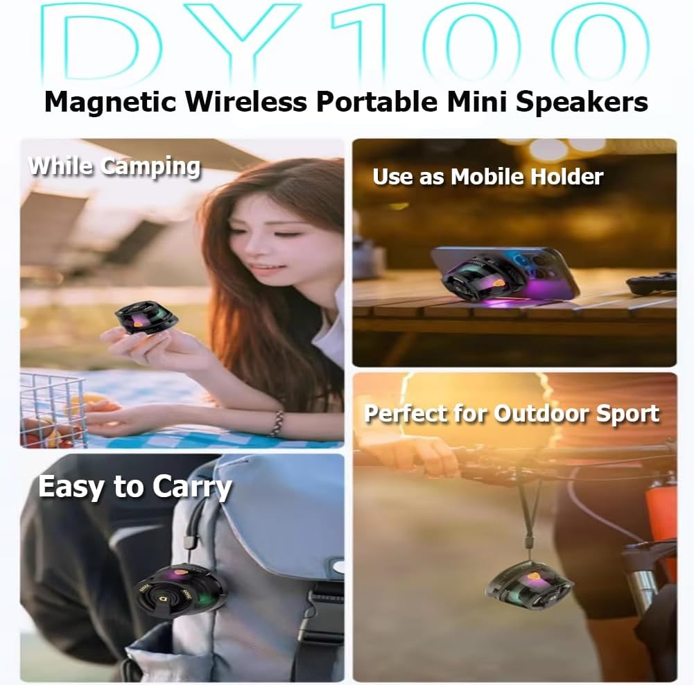 سبيكر لاسلكي مغناطيسي ميني مع اضاءة ار جي بي قابل للشحن بقوة 5 فولت