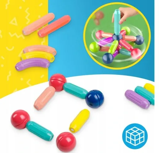 صندوق مكعبات مغناطيسي ثلاثي الأبعاد للأطفال _ 90 قطعة