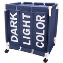 سلة غسيل ثلاثية لفرز الملابس قابلة للطي بعجلات لسهولة الحركة بألوان متعددة