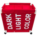 سلة غسيل ثلاثية لفرز الملابس قابلة للطي بعجلات لسهولة الحركة بألوان متعددة