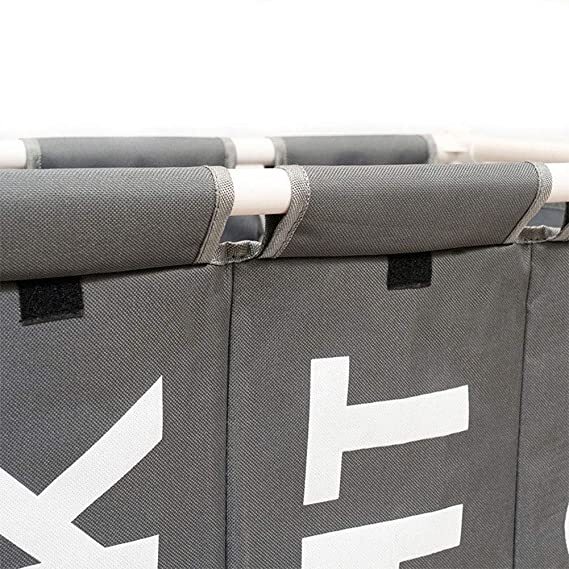 سلة غسيل ثلاثية لفرز الملابس قابلة للطي بعجلات لسهولة الحركة بألوان متعددة