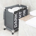 سلة غسيل ثلاثية لفرز الملابس قابلة للطي بعجلات لسهولة الحركة بألوان متعددة