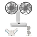 مروحة مكتب مزدوجة الرأس ب 4 سرعات مع إضاءة ليد قابلة لإعادة الشحن بيو اس بي