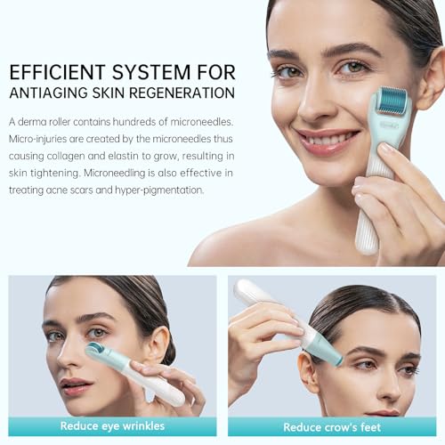 مجموعة ديرما رولر 10 في 1 للوجه والجسم والشعر  مع 9 رؤوس قابلة للاستبدال