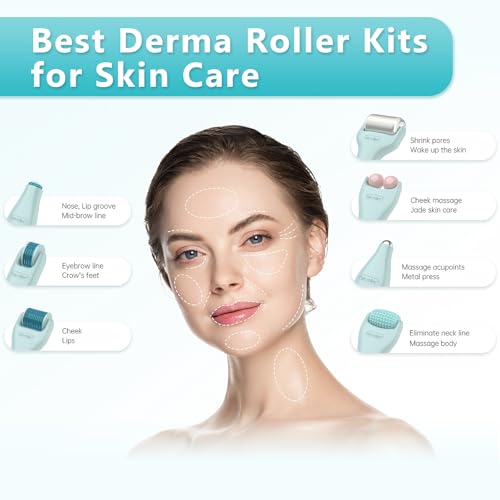 مجموعة ديرما رولر 10 في 1 للوجه والجسم والشعر  مع 9 رؤوس قابلة للاستبدال