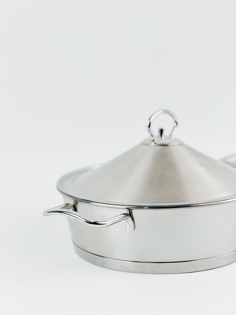 طاسة استانلس استيل بغطاء ومقبض يد لسهولة الحمل - مقاس 24سم- 2.80 لتر