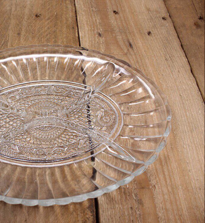 طقم تسالي مكون من قطعتين من الزجاج الشفاف لتقديم المكسرات والكاندي