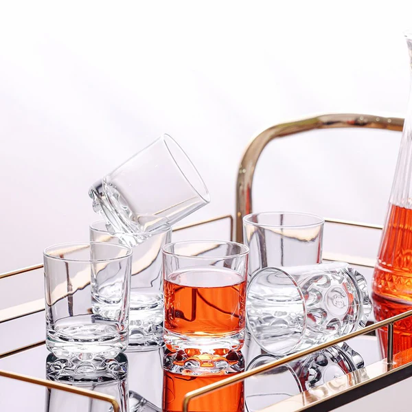 طقم كوبايات 6 قطع زجاج شفاف لتقديم المشروبات