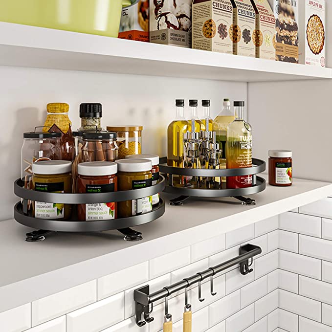 صينية معدنية دوارة متعدد الأستخدامات كالتوابل ومستحضرات التجميل