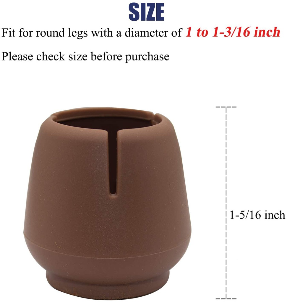 مانع انزلاق رجل الكرسي وخدش الباركيه 4 قطع من المطاط