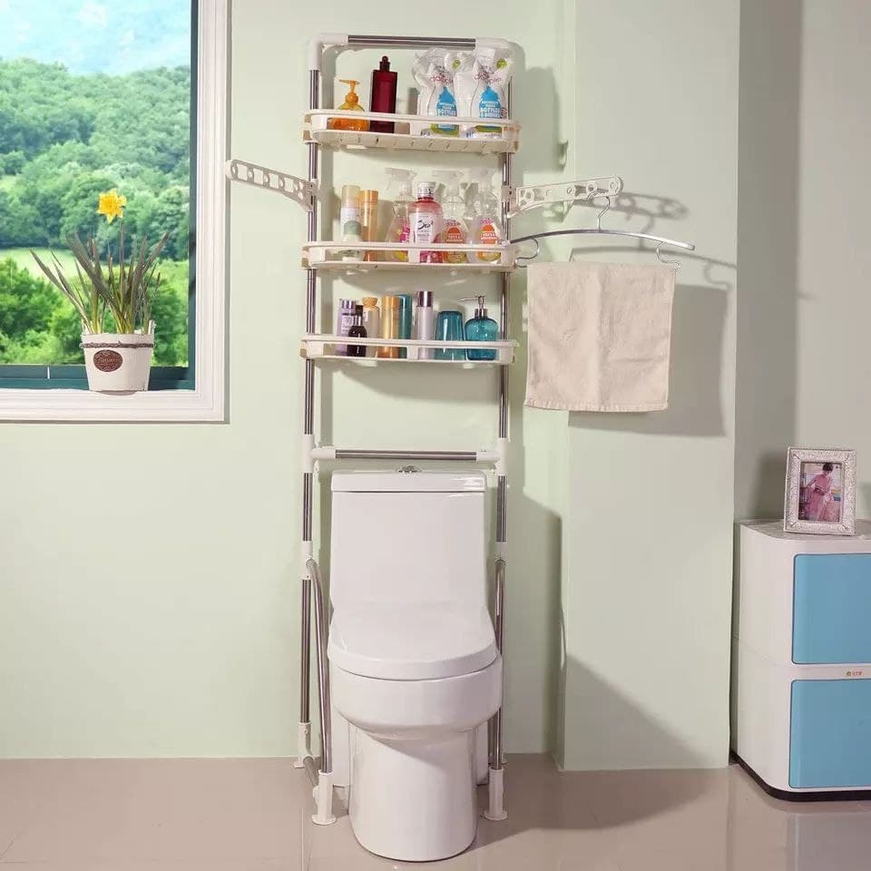 استاند فوق التواليت ب3 رفوف وعليقات جانبية