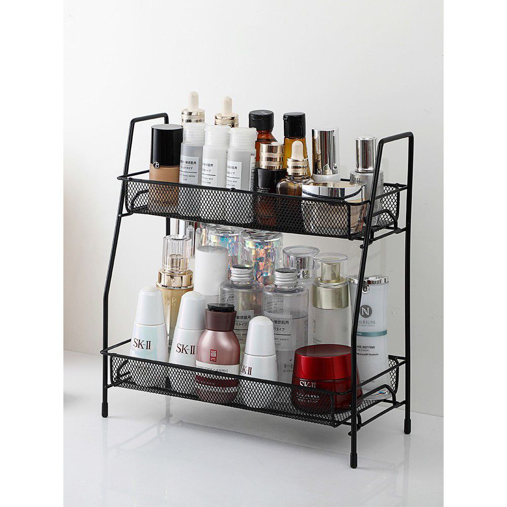 ستاند 2 سلة لتنظيم أدوات المطبخ والحمام من المعدن