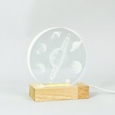 بلورة ثلاثية الابعاد زجاجية شفافة على شكل المجموعة الشمسية بقاعدة خشبية