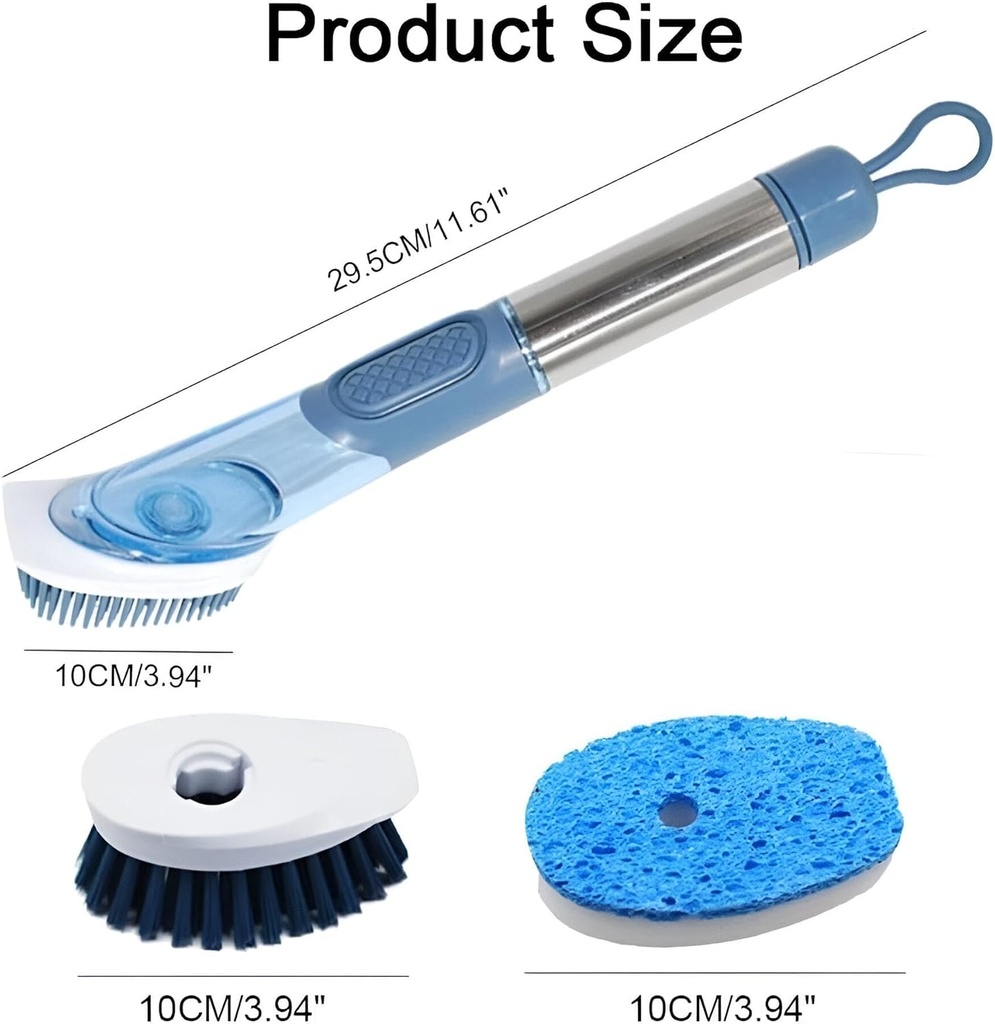 فرشاة أطباق 3 * 1 مع خزان صابون و3 فرش قابلة للتبديل