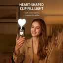 رينج لايت بتصميم قلب ب 3 اضاءات مع مشبك للتعليق بيو اس بي للشحن