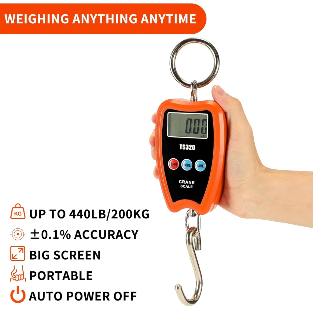 ميزان رافعة ديجيتال محمول بشاشة ليد رقمية يحمل حتى 200 كجم