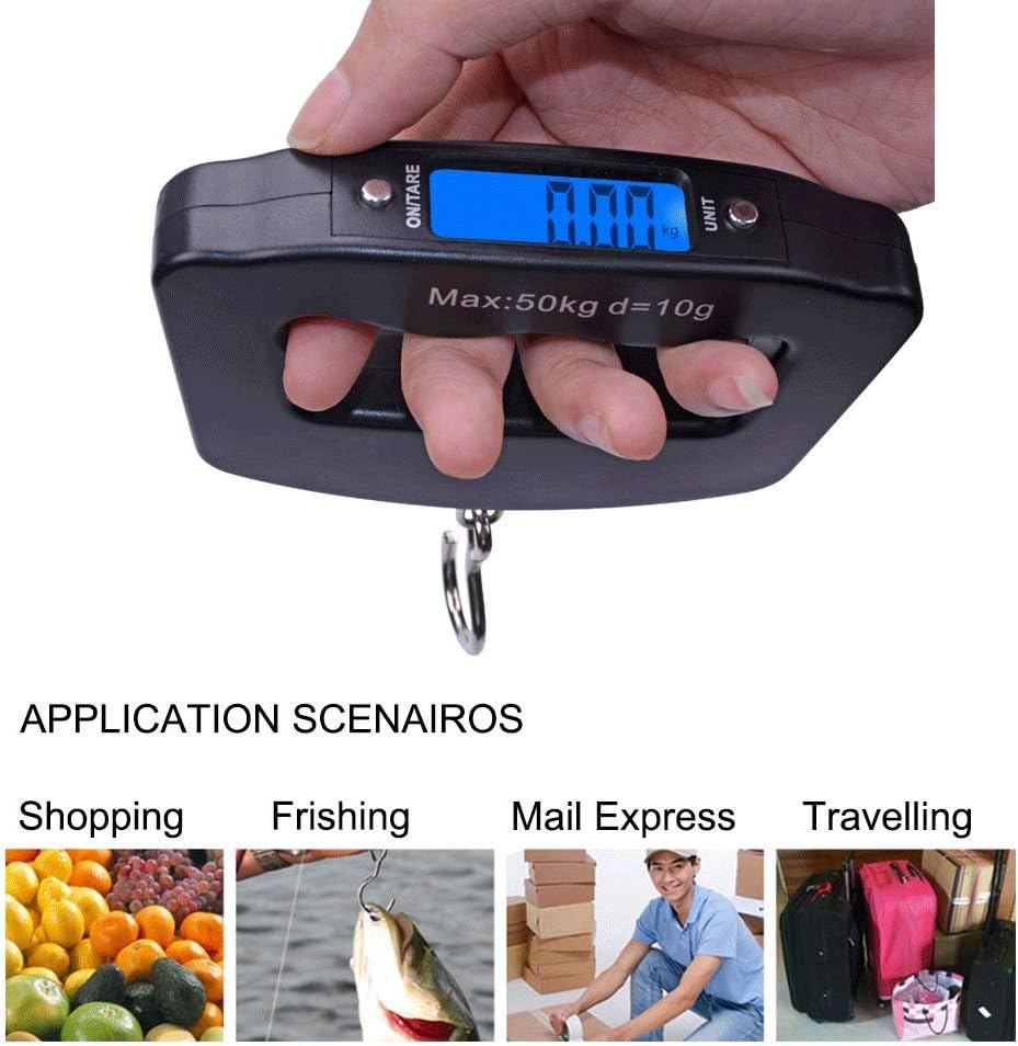 ميزان ديجيتال محمول لوزن شنط السفر بشاشة ليد رقمية مضيئة سهلة القراءة
