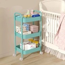 عربة تخزين ومنظم 3 أدوار لتنظيم المطبخ وترتيب أدوات الحمام بعجلات لسهولة الحركة