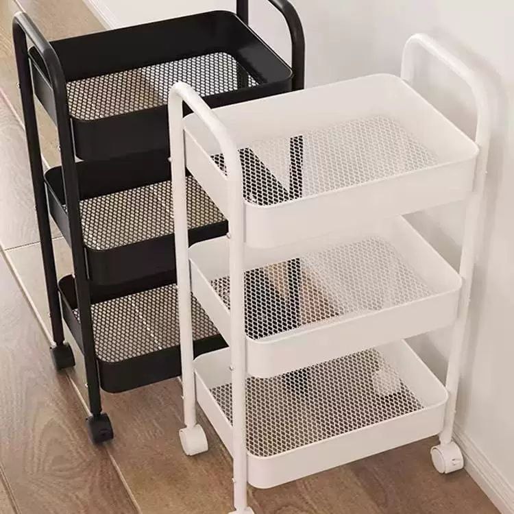 عربة تخزين ومنظم 3 أدوار لتنظيم المطبخ وترتيب أدوات الحمام بعجلات لسهولة الحركة
