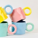 مج بورسلين بتصميم مموج ويد دائرية مناسب لشرب النسكافية والاتيه 350 ملي